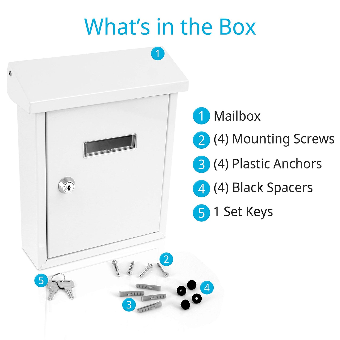 Serenelife Weatherproof Wall Mount Locking Mailbox Galvanized Steel Drop Box with Metal Flap for Mail Letters, Newspaper, Money Box, Decorative Mailboxes for Outside, Home Office, Businesses