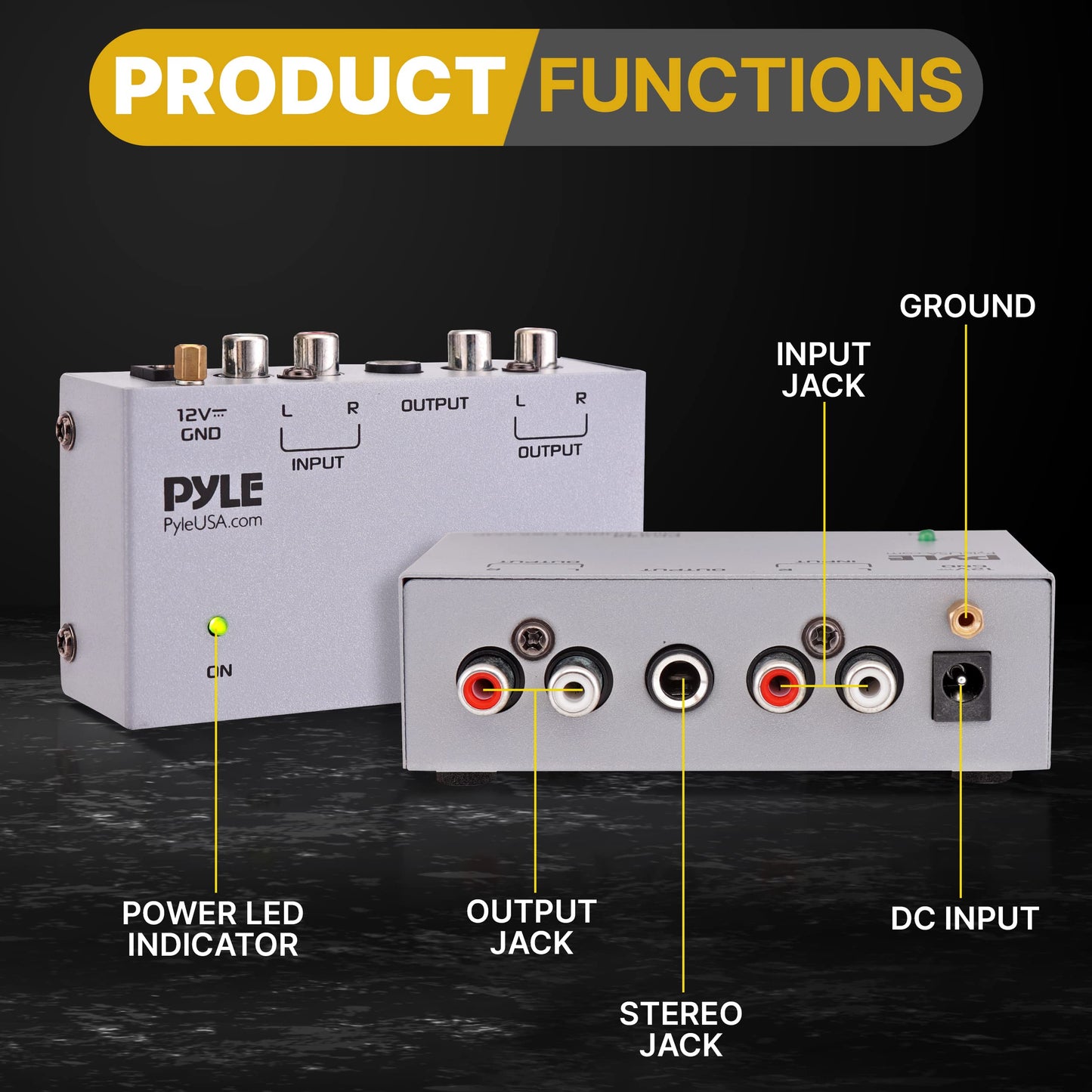 Pyle Ultra Compact Phono Preamp - Mini Turntable Preamp for Audio - Guitar, Microphone - RCA Input/Output for Record Player - Receiver - Amplifier - PP444