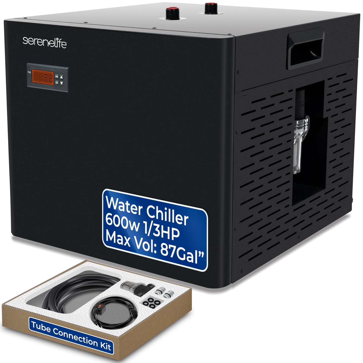 SereneLife Cold Plunge Chiller System - 1/3 HP 600w, 79 Gal Max Volume Ice Bath Water Chiller with Quiet Design Cooling Refrigeration Compressor