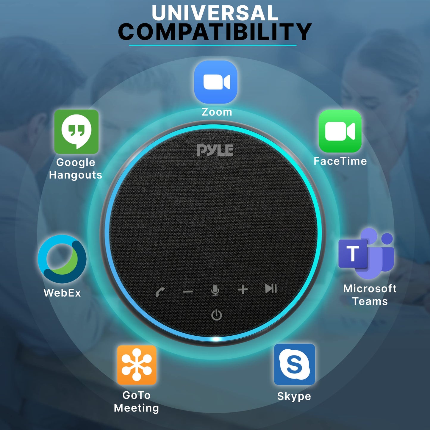 PyleUsa Conference Speaker Bluetooth Speakerphone - Multipurpose Conference & Streaming Speaker,Noise Canceling Swiss Immersive Crisp Voice Pickup for Office,Travel,Home, w/USB-C,Aux Cables - PSCN42