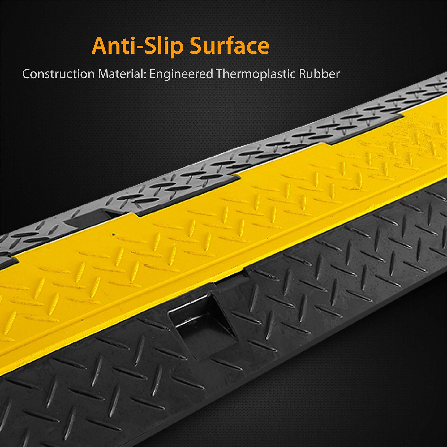 Cable Protector Floor Cover Ramp - 3 Channel Cable Protector Rubber Floor Cord Concealer - Heavy Duty Cable Protector Wire/Hose/Pipe Hider Driveway Protective Covering Armor - Pyle PCBLCO105X2 (Pair)