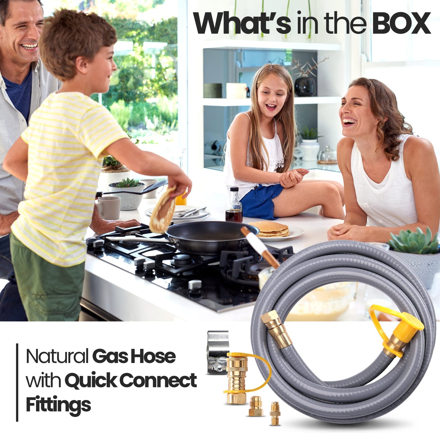 SereneLifeHome Natural Gas Hose, with Conversion Kit and Quick Connect Fittings, Works with Models SLFPS3, SLFPTL, SLFPX45, SLFPSX55, SLFPTIL49, and SLFPX69
