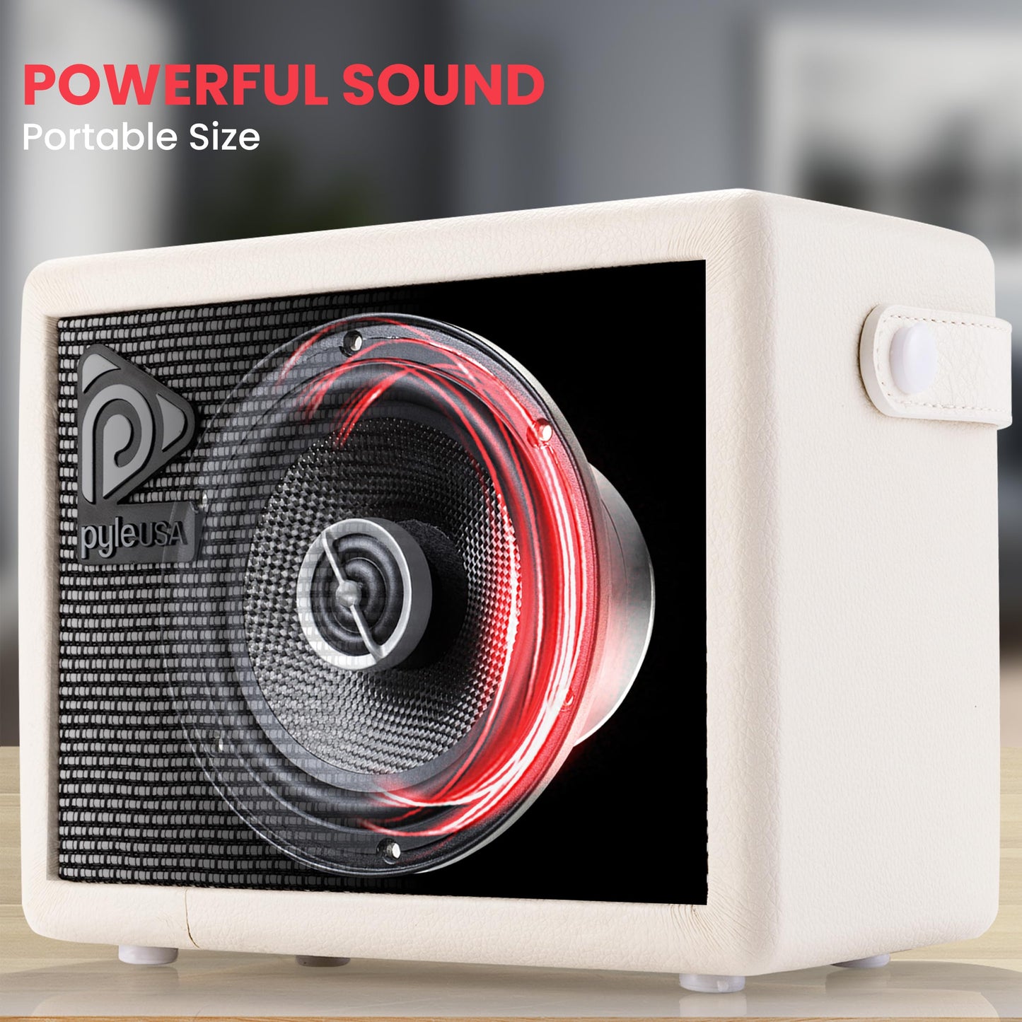 Pyle Portable Electronic Guitar Amplifier - 5'' High-Definition Speaker with Volume, Bass, and Treble Controls | Lightweight Plywood, Gold Plate, and Leather Coating for Enhanced Sound Quality