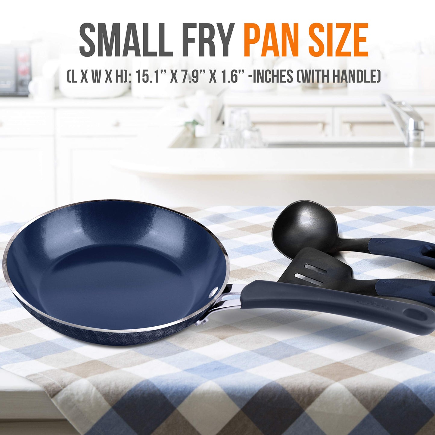 NutriChef 8''Durable Small Fry Pan Non-stick High-Qualified Kitchen Cookware,Induction compatible PTFE/PFOA/PFOS-Free Heat Resistant Lacquer Kitchen Ware,Compatible with Model: NCCW11DS,One size, Blue