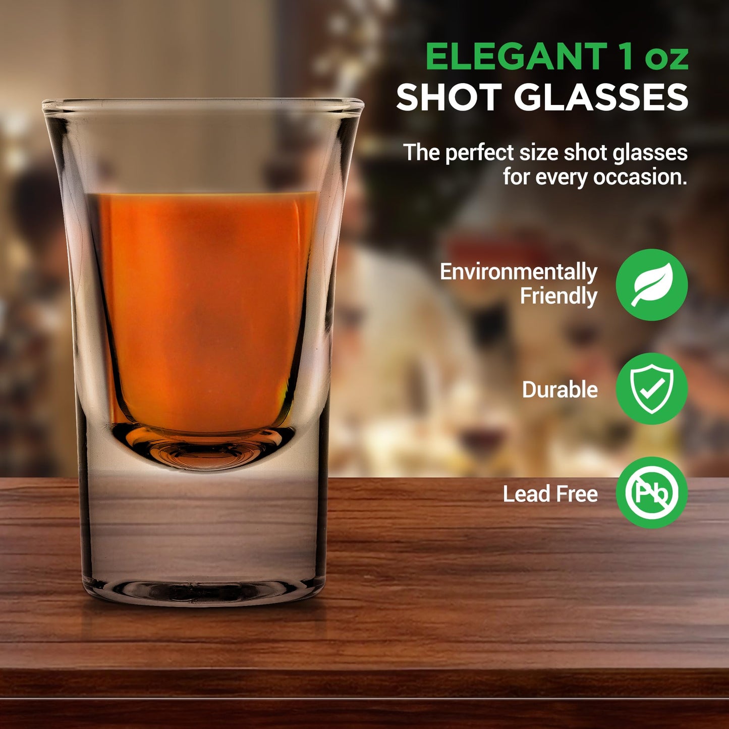NutriChef 8-Pack Clear Shot Glasses - Heavy Stable Base with Thick Glass - For Hot & Cold Drinks, Whiskey, Vodka, Tequila, Cordial, Spirits, Liquors, & Espressos - Small Bulk 1 Ounce Shotglass
