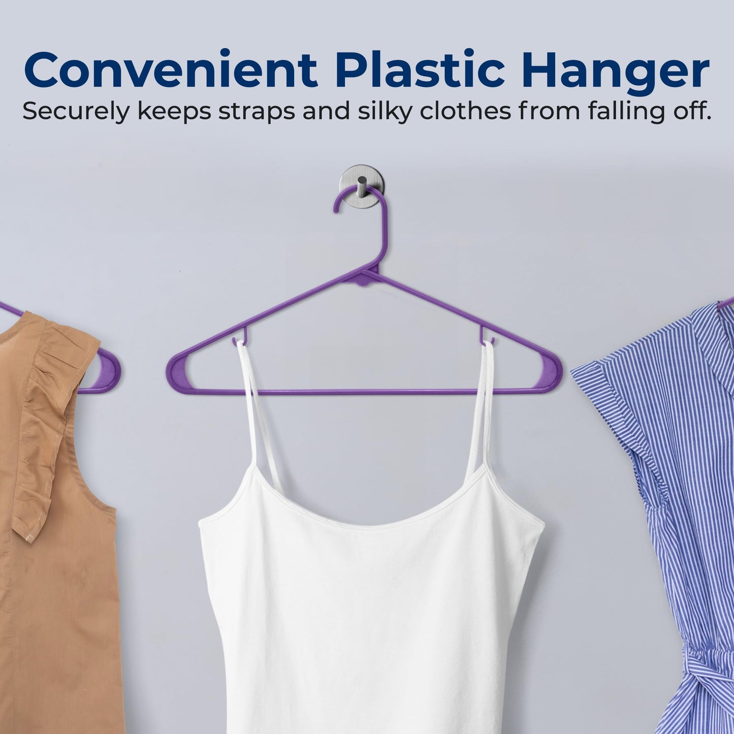 SereneLife 50 Pack Plastic Hangers, Non-Slip, Space-Saving Closet Organizers, Durable and Strong for Shirts, Sweaters, Hoodies, Kids Clothes & Dresses, Ultra-Thin, Lightweight