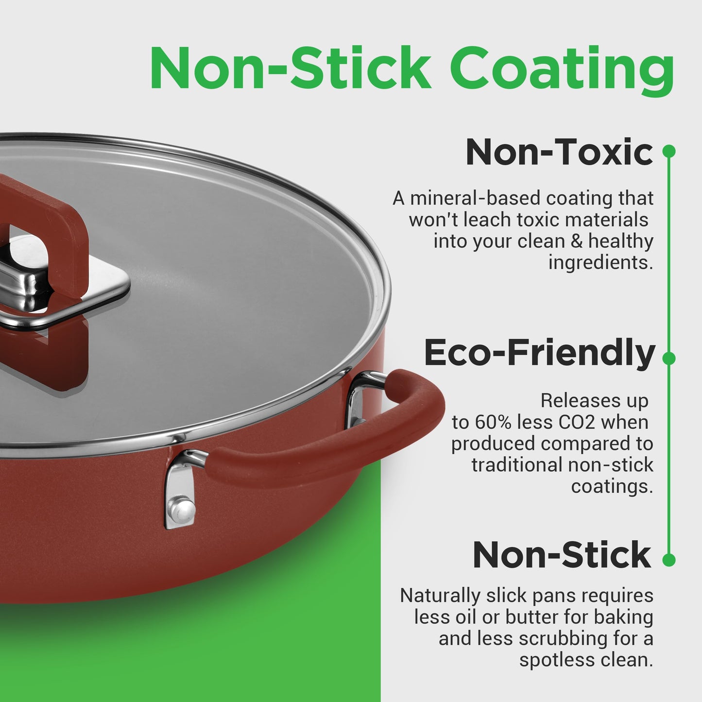 NutriChef 5 Quart Casserole With Lid - Non-Stick Stylish Kitchen Cookware with Foldable Knob, Works with Model: NCCWSTKBR (Brown)