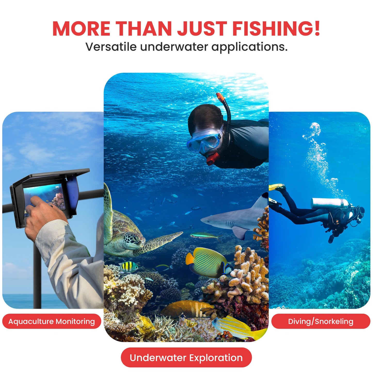 Pyle, Portable LCD Monitor, Underwater Fishing Camera, IP68 Water-Resistant, 4.3" TFT Color, 1000TVL Camera, 12pcs Infrared Lights, Rechargeable Battery, Carrying Case, Sunshield Cover