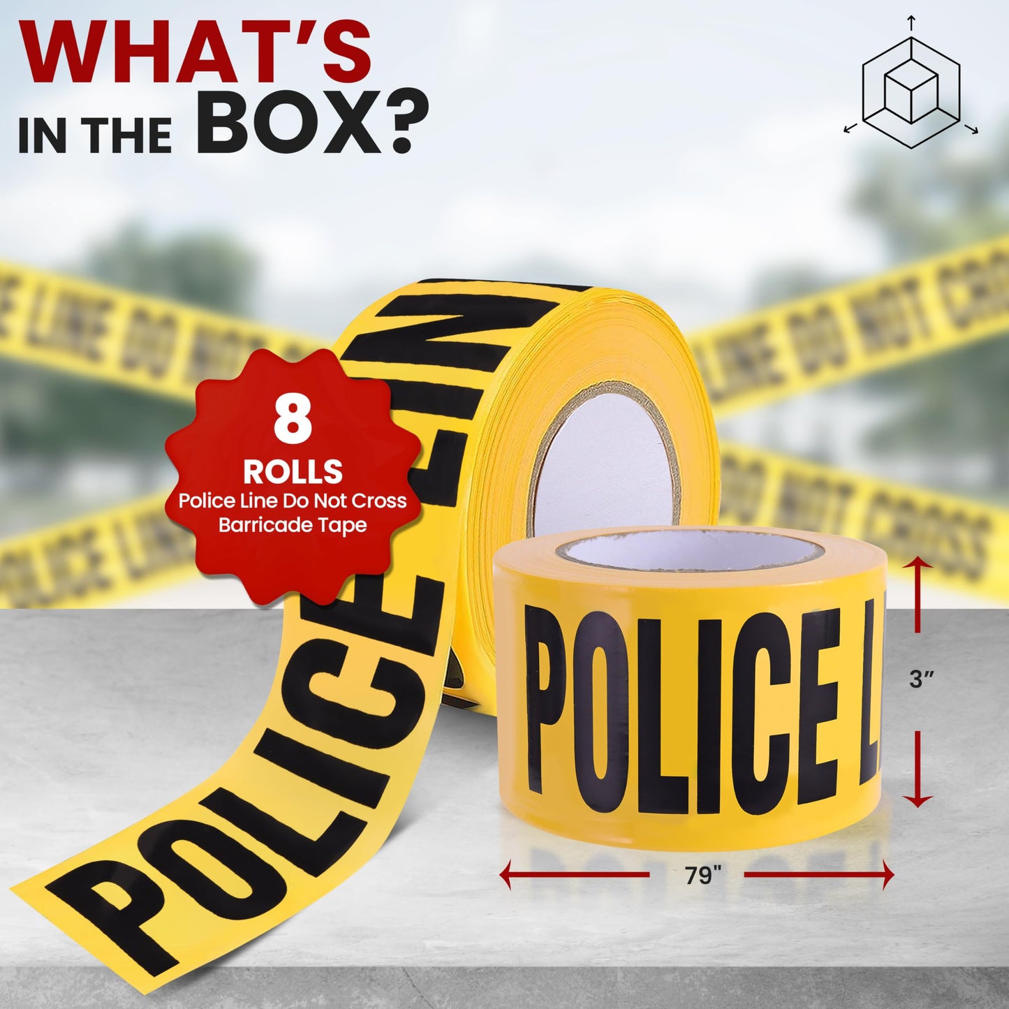 pyle 8 Pieces Safety Police Line Do Not Cross Barricade Tape Set - 656 Foot Long Tape Roll Suitable for a Wide Range of Applications, Including Roadworks, Events, and Hazardous Areas