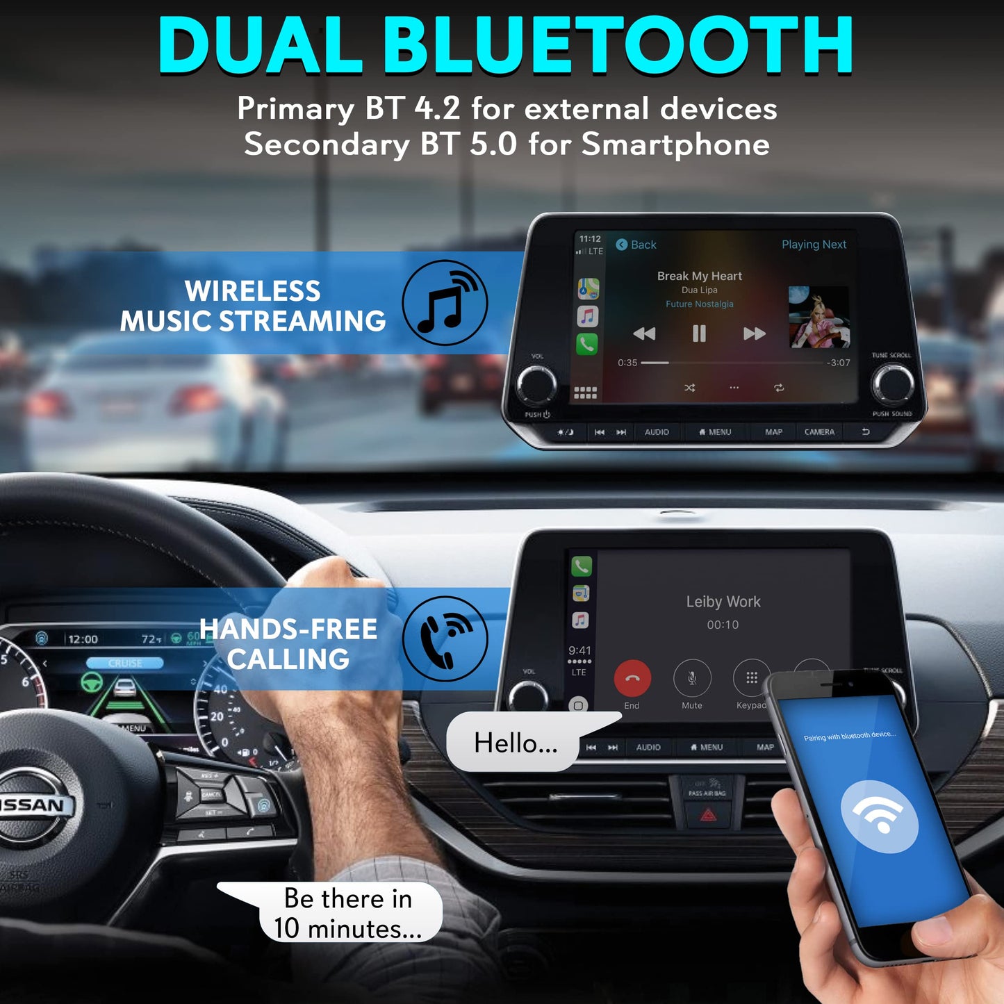 PyleUsa Wireless CarPlay Android Auto Multimedia Video Box,4GB RAM 64GB ROM,2.4GHz,5GHz Dual Band WiFi BT,Octa Core 64Bit,4K Full HD,H.265,USB3.0 Android Box,Screen Mirroring, Install Android Apps