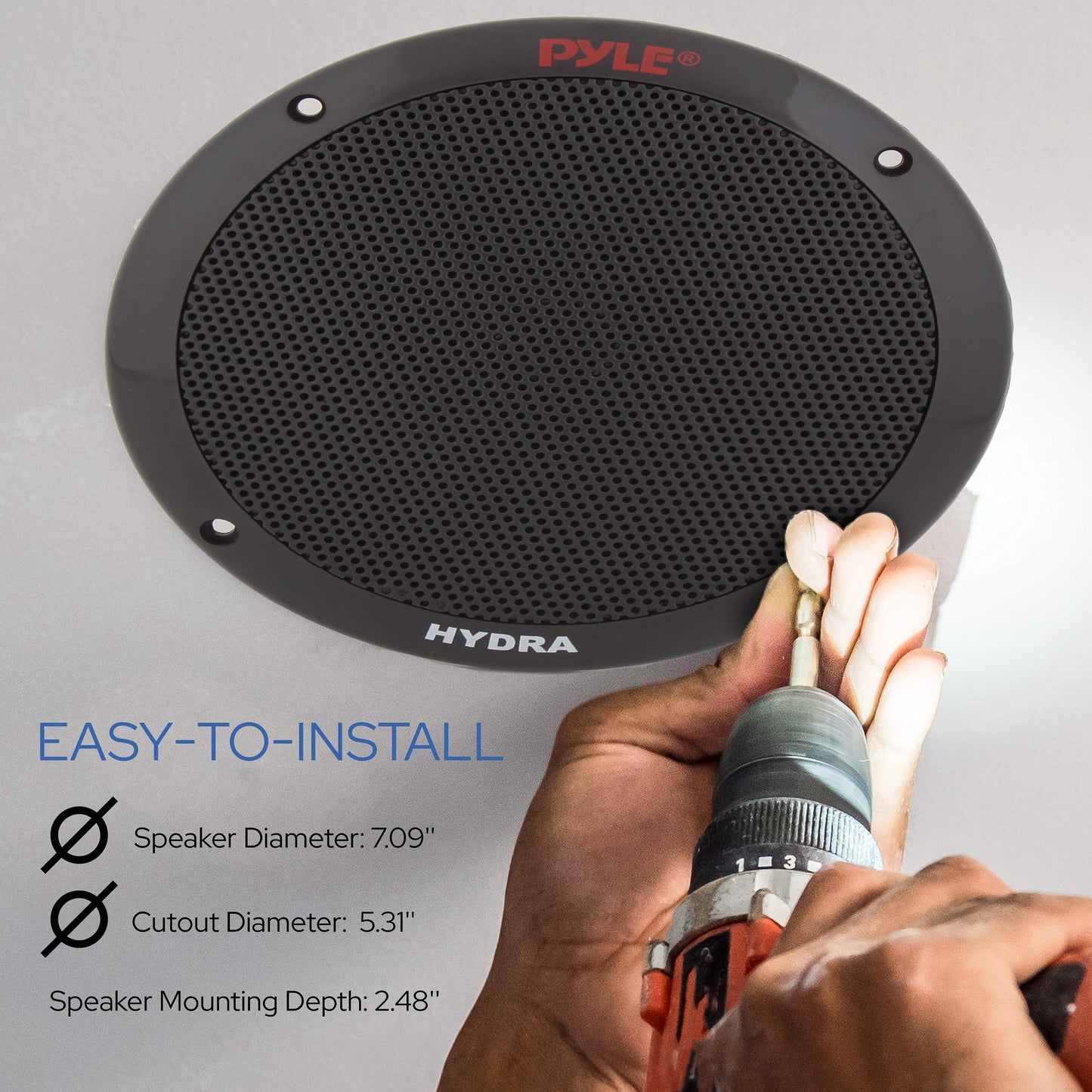 Pyle 6.5 Inch Dual Marine Speakers - 2 Way Waterproof and Weather Resistant Outdoor Audio Stereo Sound System with 400 Watt Power, Polypropylene Cone and Butyl Rubber Surround-1 Pair-PLMR605W (Black)