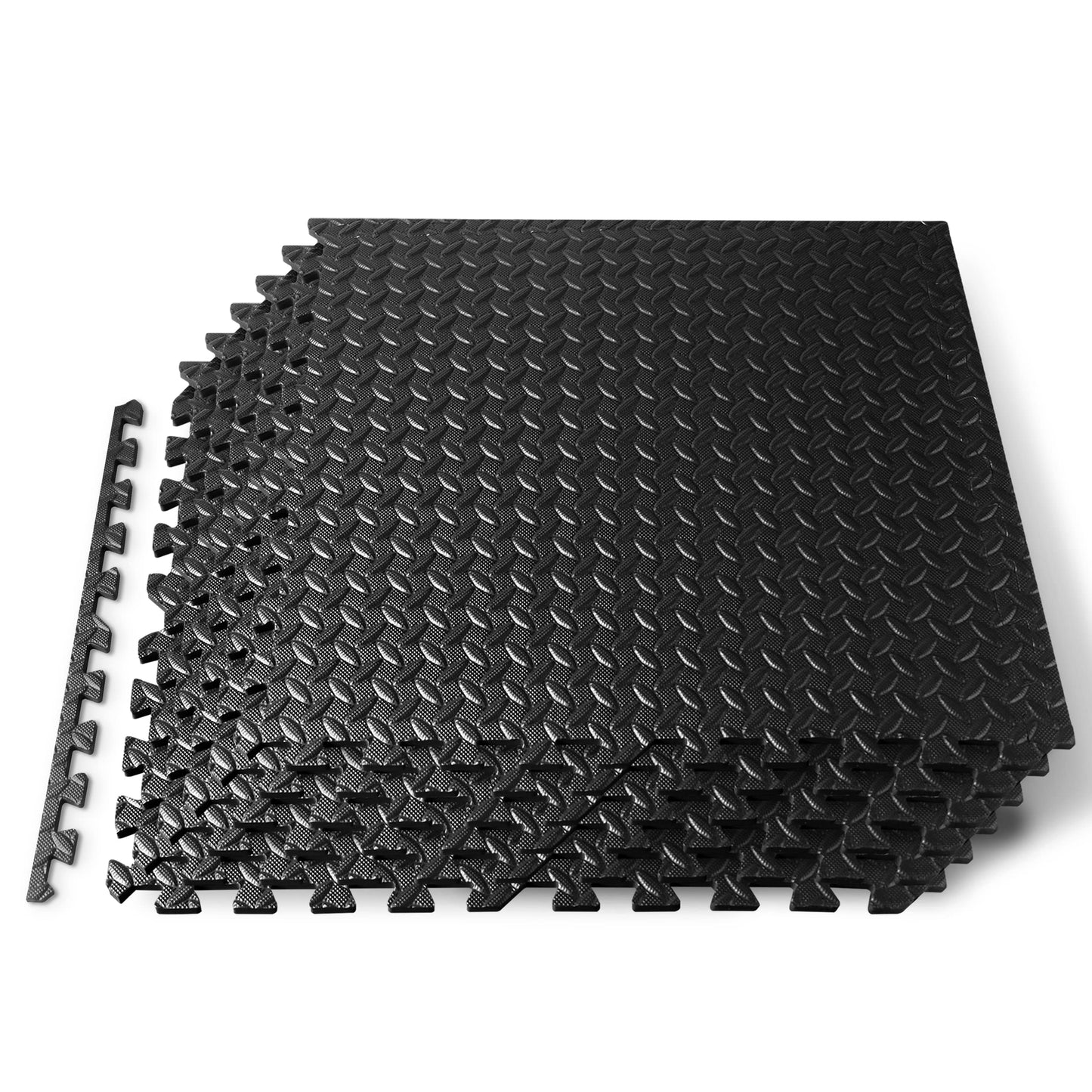 SQUATZ Thick Puzzle Exercise Mat, 6 Pcs EVA Foam Interlocking Tiles Protective Flooring for Gym Equipment and Cushion for Workouts, Durable Non-Skid Texture, Easy to Assemble, Black