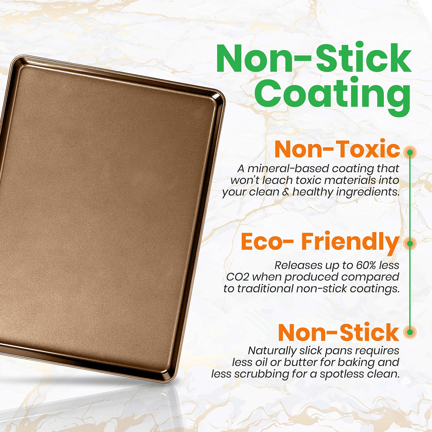 NutriChef Nonstick XL Cookie Sheet Baking Pan, Extra Large 22 Inch x 16 Inch, Carbon Steel Oven Baking Sheet for Cookies & Pastries, Gold - NCLG1GD