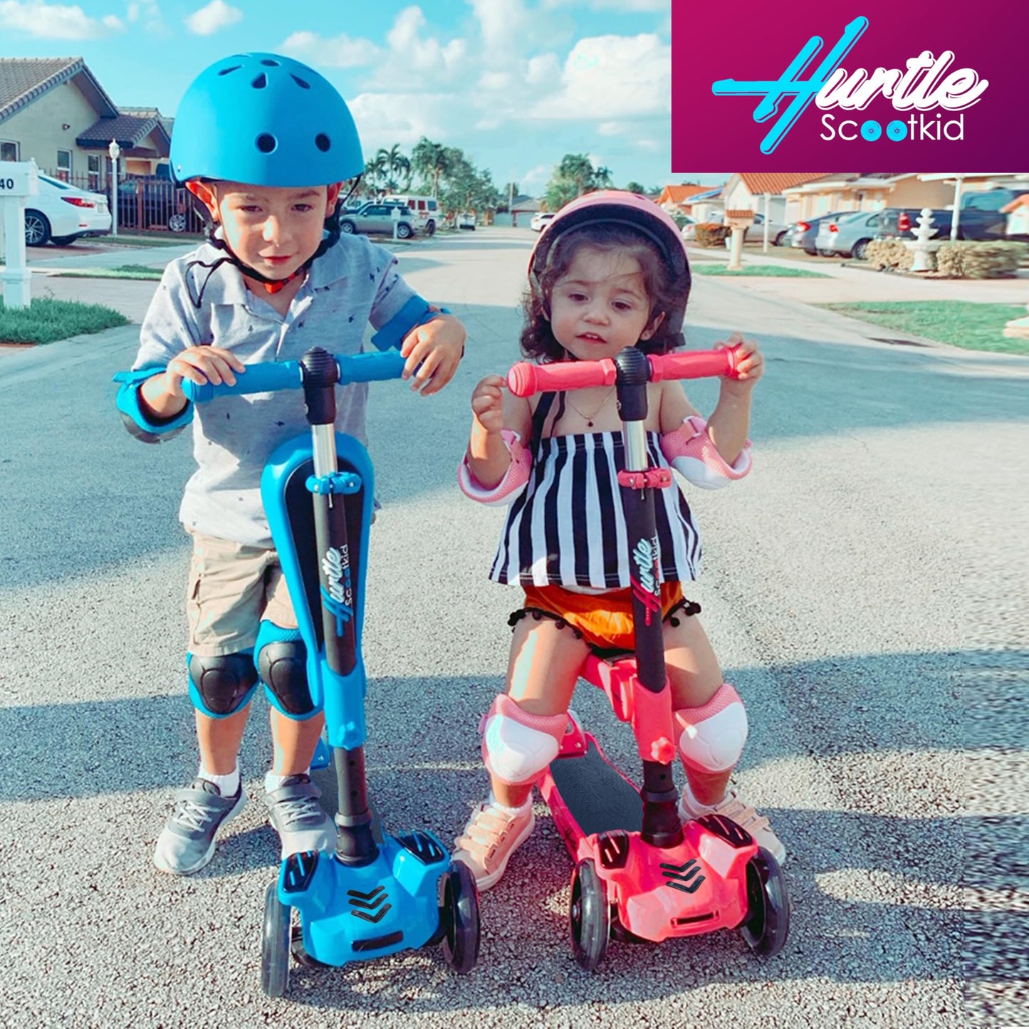 Hurtle Kids Scooter - Child Toddler Kick Scooter Toy with Foldable Seat - 3 Wheel Scooter with Adjustable Height, Anti-Slip Deck, Flashing Wheel Lights, for Boys/Girls 1-12 Year Old, Green