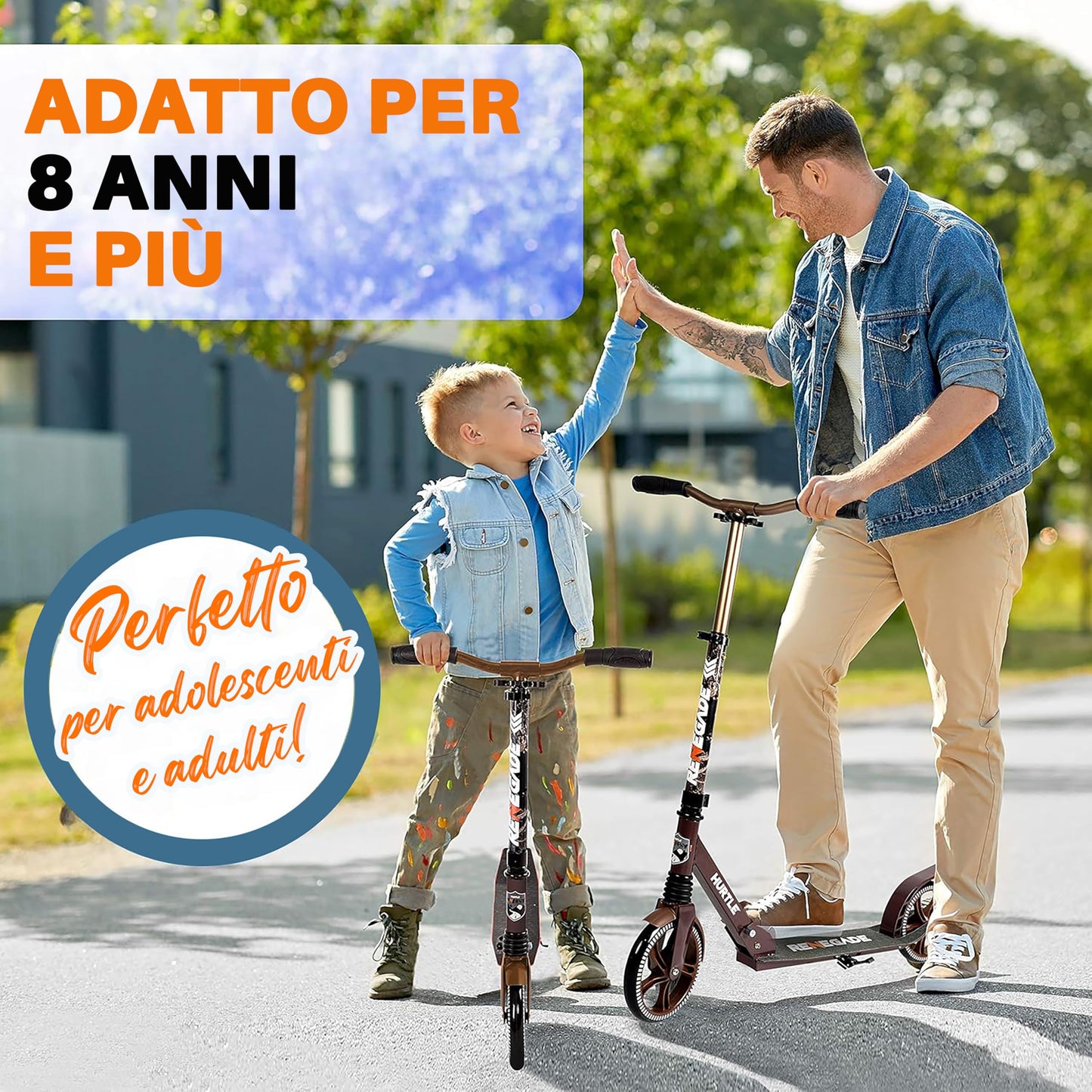 Hurtle Lightweight and Foldable Kick Scooter - Adjustable Scooter for Teens and Adult, Alloy Deck with High Impact Wheels (Real Tree)