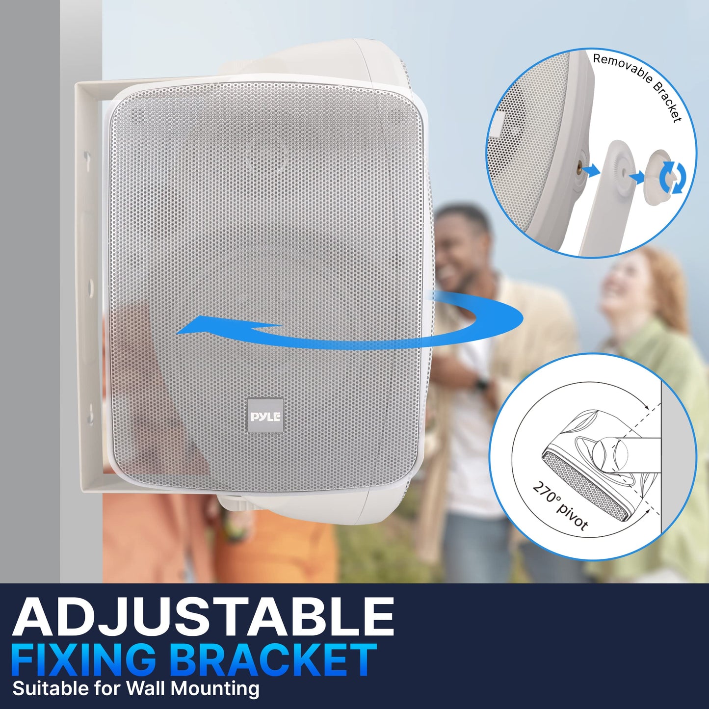 Pyle Outdoor Waterproof Patio Speaker - 3.5" 2-Way Weatherproof Wall/Ceiling Mounted Dual Speaker w/Heavy Duty Grill, w/Transformer Adjuster, Universal Mount, in/Outdoor Use PDWR445TW (White)