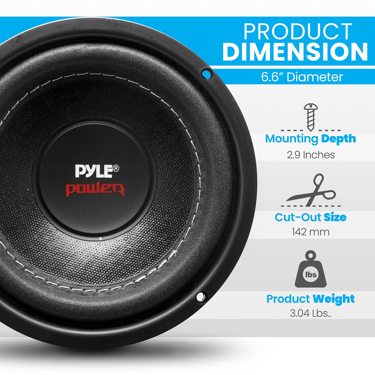 Pyle Car Vehicle Subwoofer Audio Speaker - 6.5 Non-Pressed Paper Cone, Black Plastic Basket, Dual Voice Coil 4 Ohm Impedance, 600 Watt Power, Foam Surround for Vehicle Stereo Sound System -PLPW6D