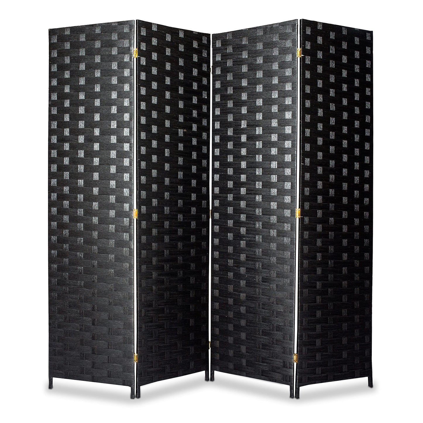 SereneLife Woven Fiber Room Divider - 4-Panel Portable Lightweight Freestanding Indoor Foldable Decorative Partition, Screen Separator, Better Folding Privacy, Dressing Area, Porch, Office