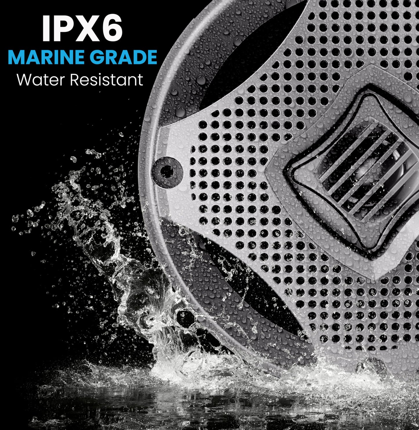 Lanzar 6.5 Inch Marine Speakers - 2 Way Water Resistant Audio Stereo Sound System with 400 Watt Power, Attachable Grills and Resin Treatment for Indoor and Outdoor Use - 1 Pair - AQ6CXS (Silver)