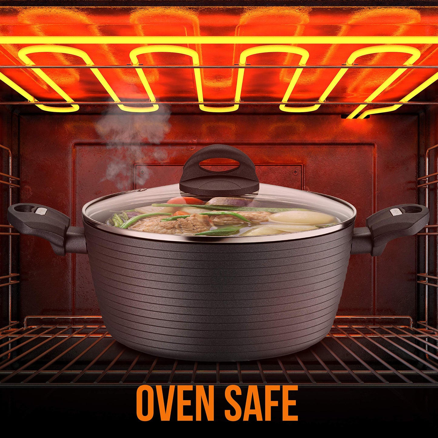 NutriChef Durable Cooking Pot Lid - See-Through Tempered Glass Lids, Fits 7.9'' -inches Pot and Oven Safe, Dishwasher Safe, Works with Model: NCCW12S - NutriChef PRTNCCW12CPCOVER