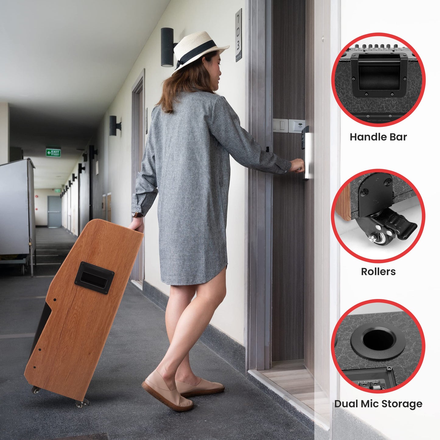 Pyle Portable Wireless BT Streaming Karaoke Machine Loudspeaker with Touch Screen and Wireless Microphone, Wheels and Handle Bar, Supports USB/SD/MMC/PC/TV / MP3 / Mobile Phone, etc.