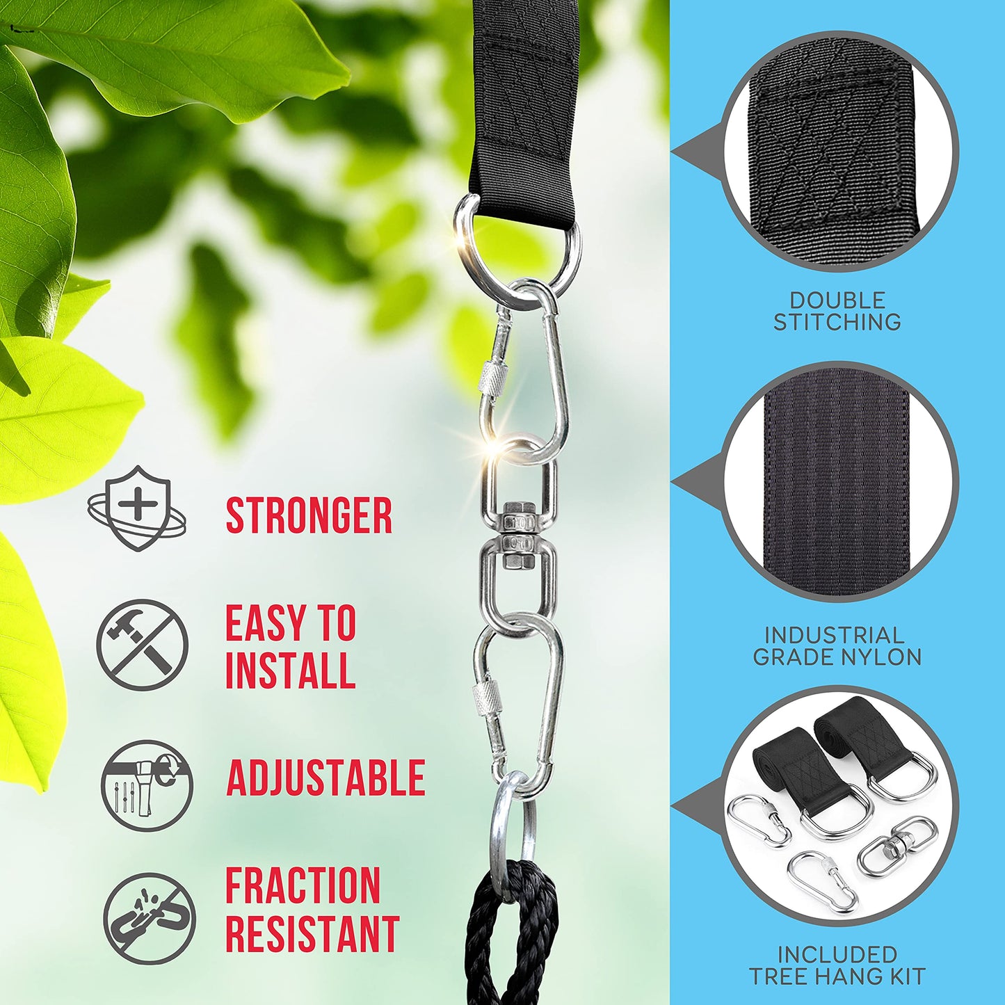 SereneLife Saucer Swing with Tree Hang Kit, 40” Outdoor Tree Swing, 2 Adjustable Hanging Rope Straps and Center Swivel Spinner for Kids (Green)