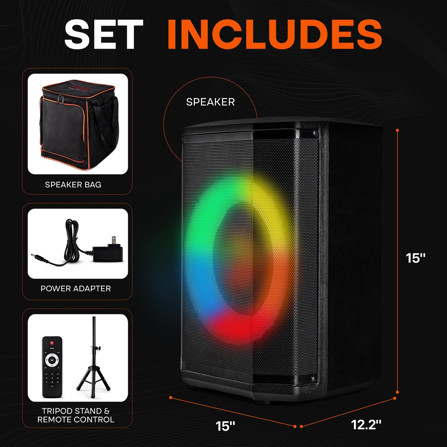 Pyle Audio Bluetooth Party Speaker - Big Speaker with True Wireless Stereo System - Enjoy Powerful Bass and Clear Treble - Party Bluetooth Speaker with Carry Bag and Tripod - Model PPHP868STBG 120W