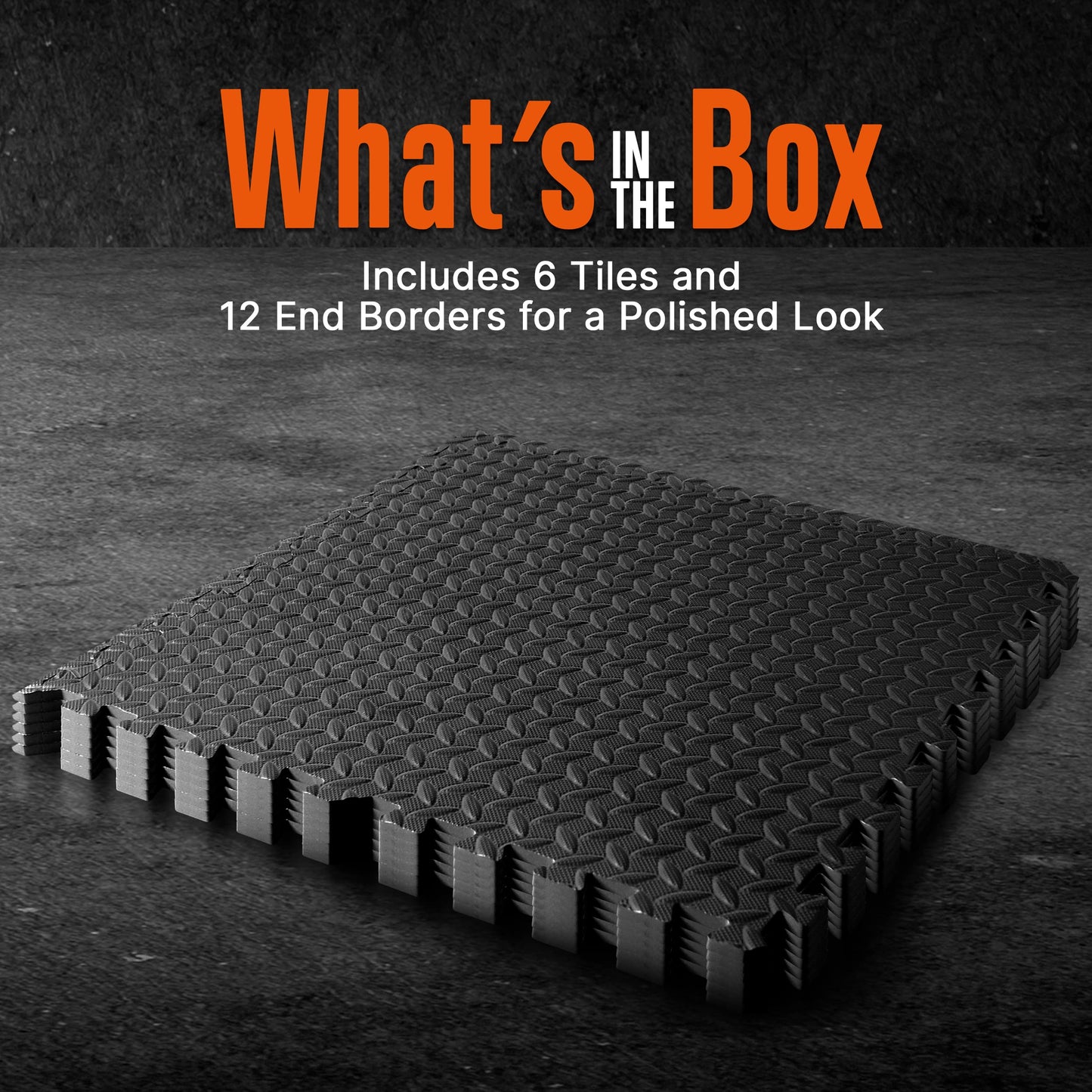 SQUATZ Thick Puzzle Exercise Mat, 6 Pcs EVA Foam Interlocking Tiles Protective Flooring for Gym Equipment and Cushion for Workouts, Durable Non-Skid Texture, Easy to Assemble, Black