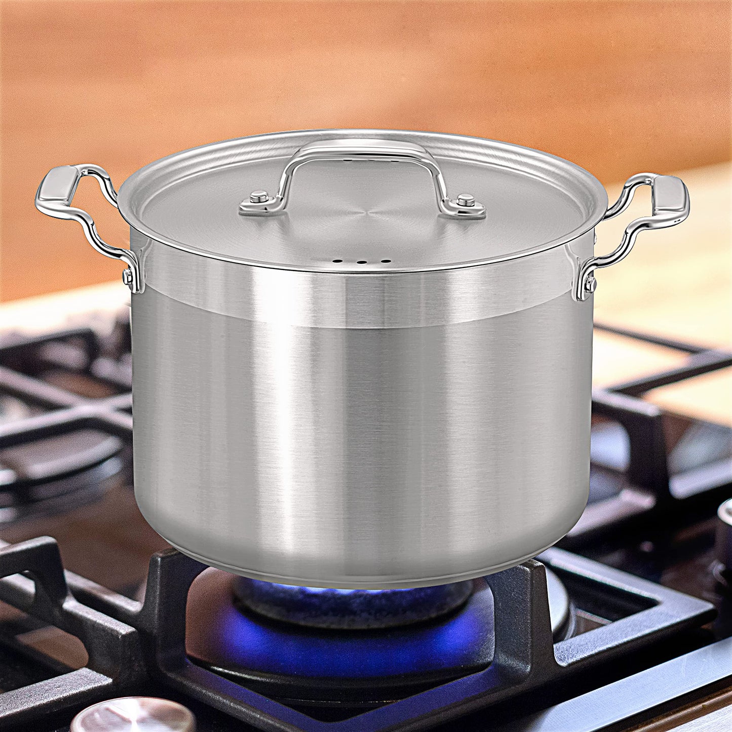 NutriChef 8 Qt Heavy-Duty Stockpot with Stainless Steel Lid - Induction Compatible Cooking Pot, Ideal for Soups and Stews
