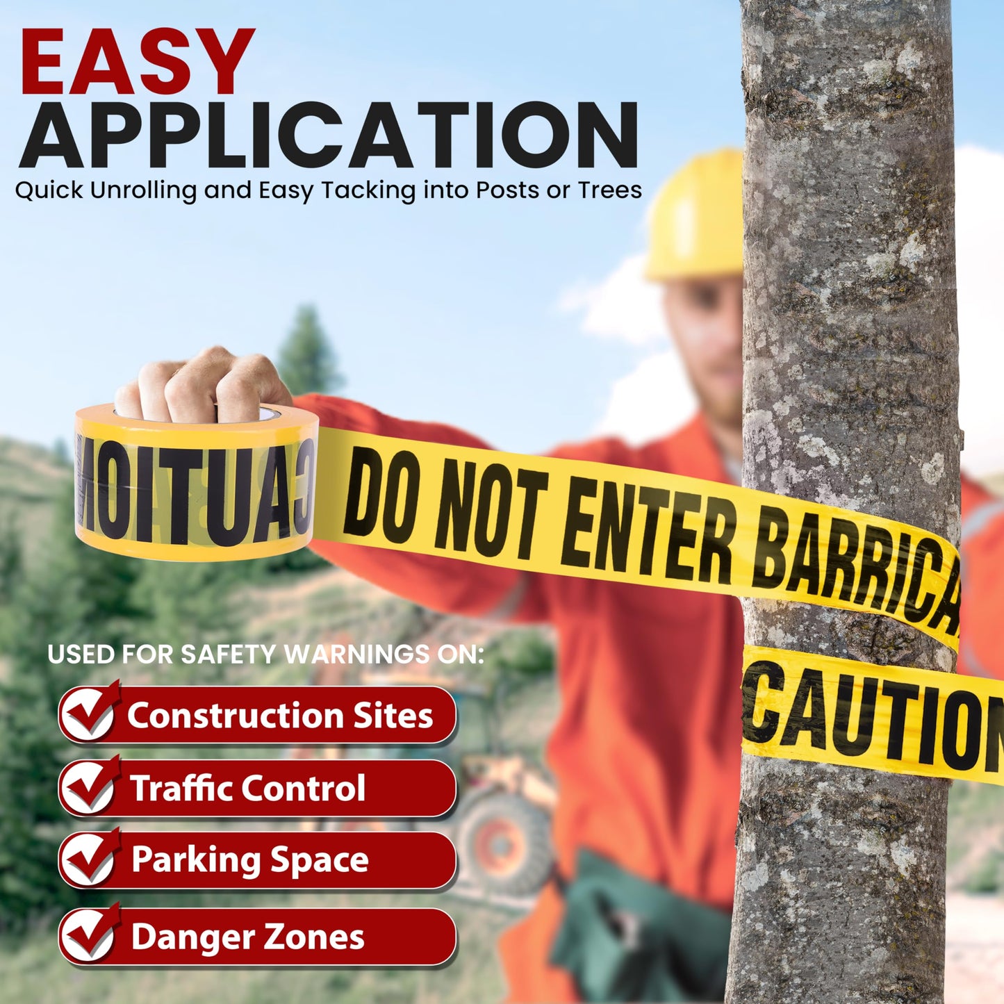 pyle 12 Pieces Yellow Caution Do Not Enter Tape Set - 656 Foot Long Tape Roll Suitable for a Wide Range of Applications, Including Roadworks, Events, and Hazardous Areas