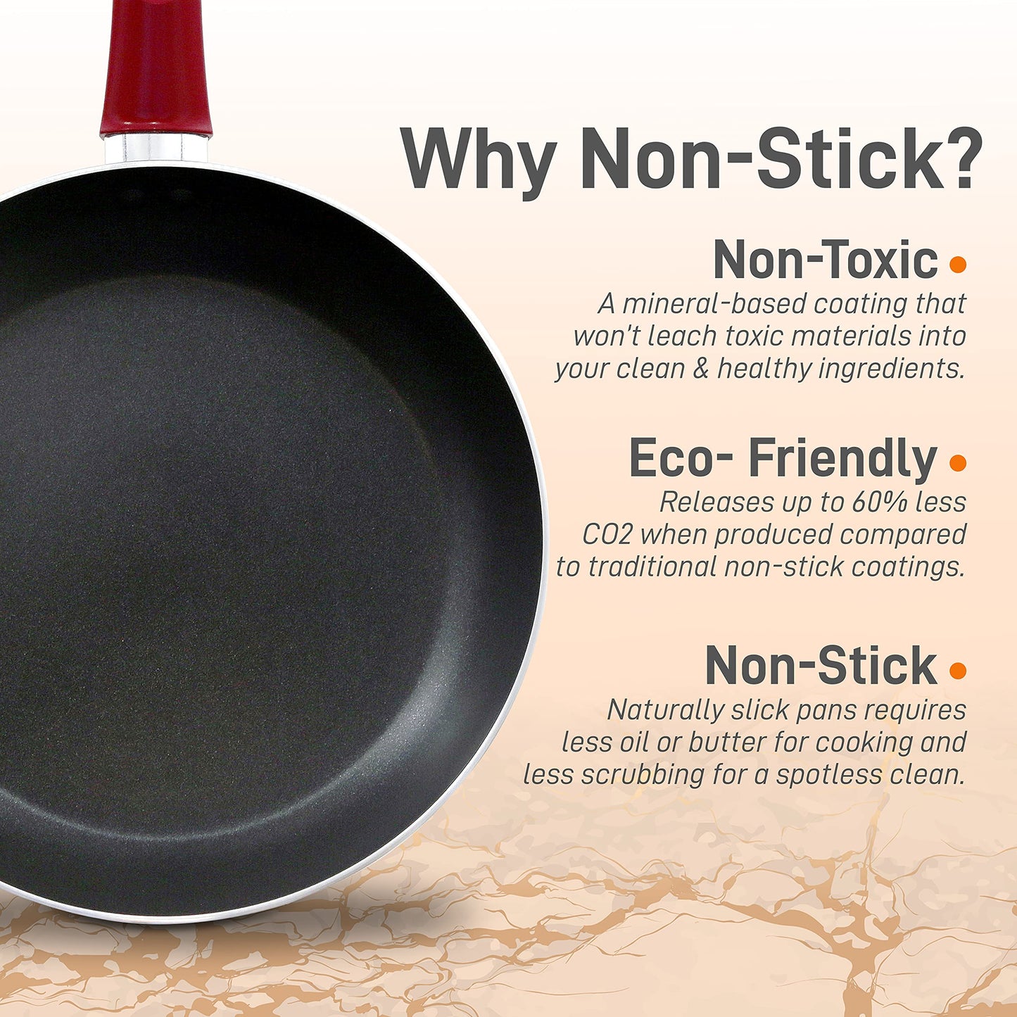 NutriChef 8'' Medium Open Fry Pan - Non-Stick High-Qualified Kitchen Cookware with Black Inside and Red Outside (Works with Model: NCCWA13RD)