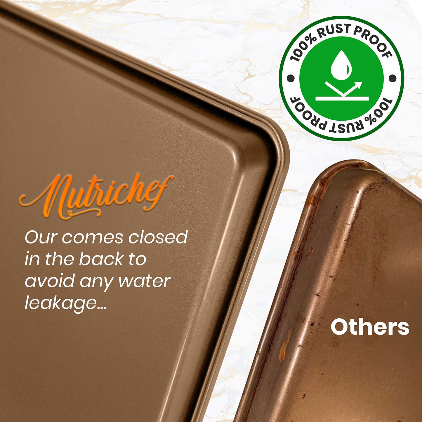 NutriChef Nonstick XL Cookie Sheet Baking Pan, Extra Large 22 Inch x 16 Inch, Carbon Steel Oven Baking Sheet for Cookies & Pastries, Gold - NCLG1GD