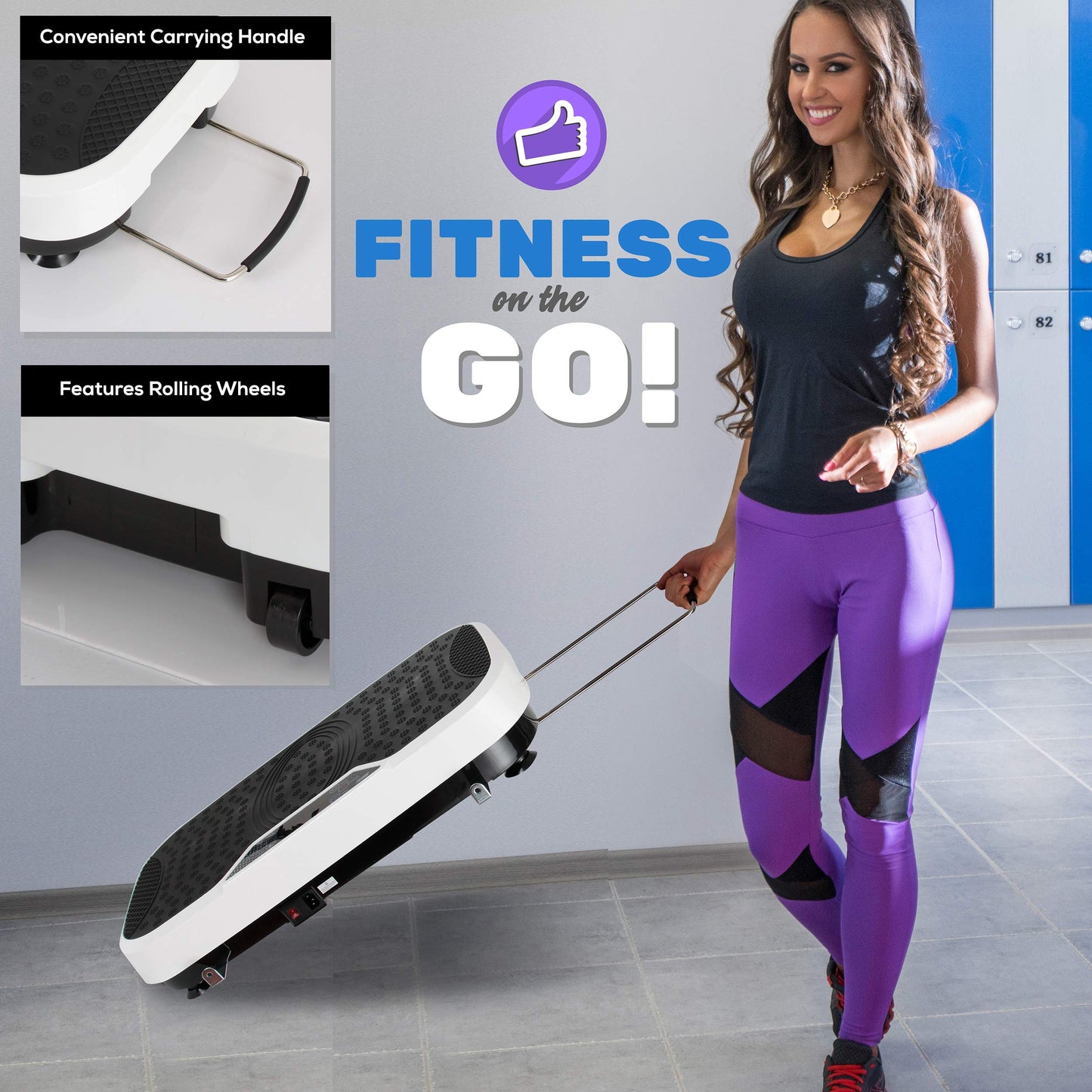 Hurtle Fitness Vibration Platform Machine - Home Gym Whole Body Shaker Exercise Machine Workout Trainer Fast Weight Loss w/ Resistance Bands, Easy Carry Wheel Remote, Adjustable Speed