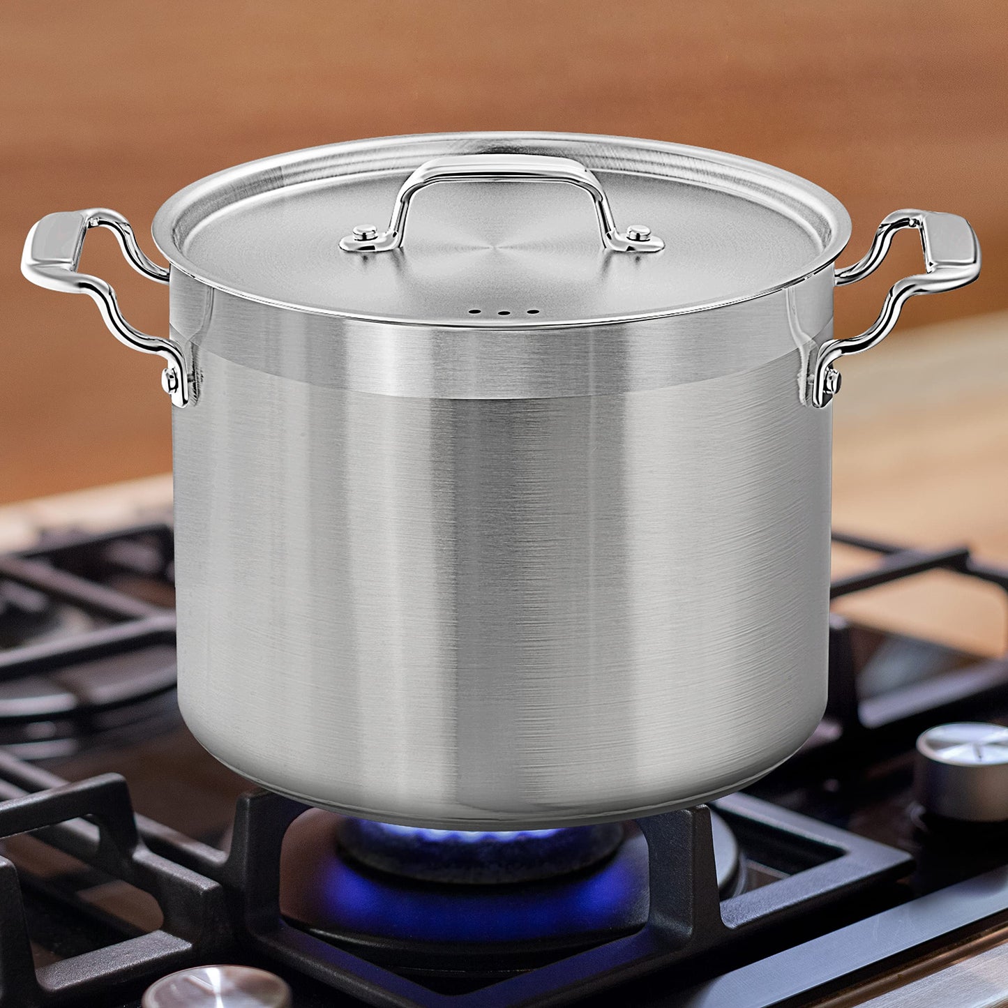 NutriChef 14 Quart Stock Pot with Lid - Heavy Duty Stainless Steel, Induction Ready, Ergonomic Handles