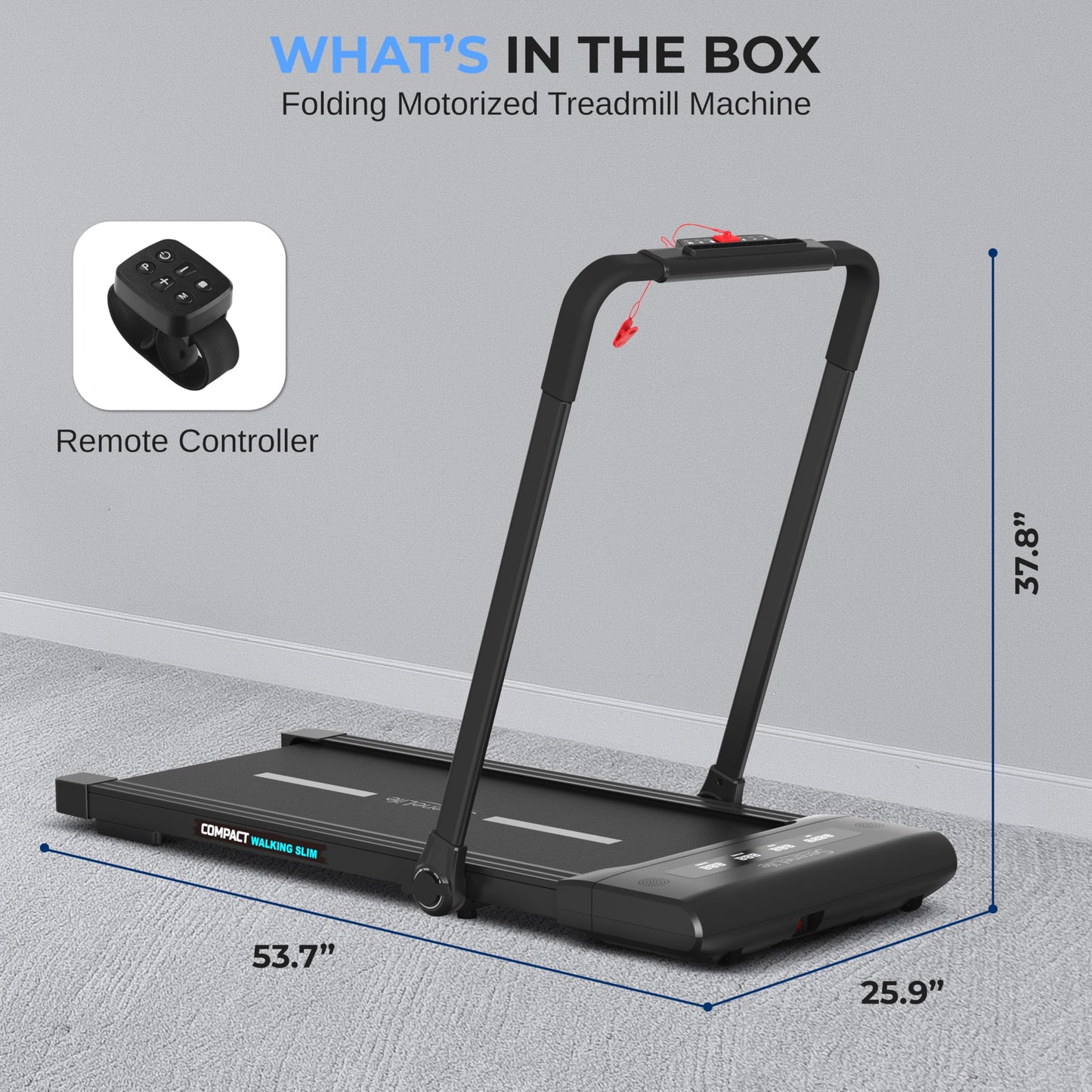 SereneLife Foldable 2 in1 Treadmill & Walking Pad with Remote Control, Speed 7.6 MPH Compact Under Bed, 2.5 HP, App Support, Easy Assembly and Storage, for Walking or Jogging, 265lbs Capacity