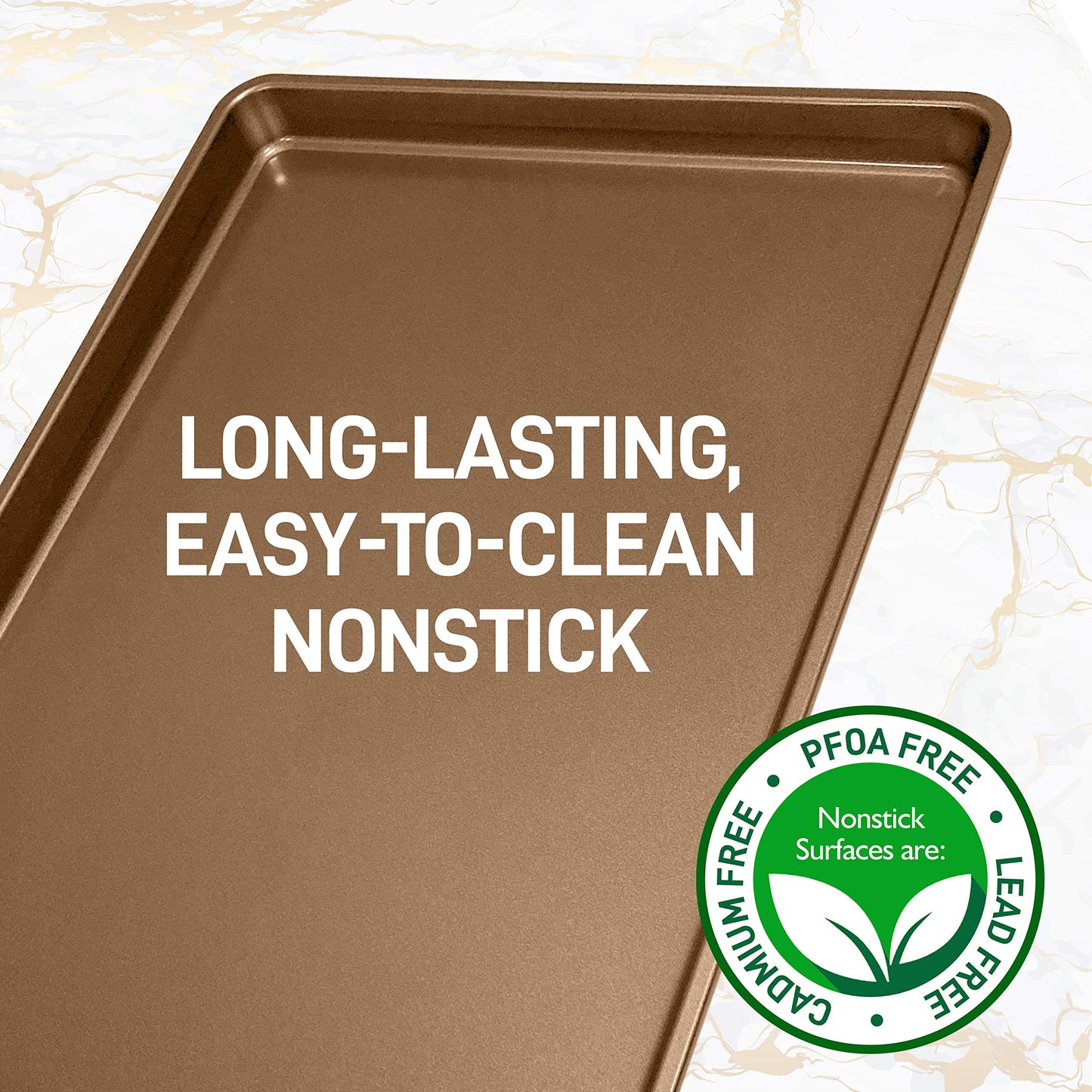 NutriChef Nonstick XL Cookie Sheet Baking Pan, Extra Large 22 Inch x 16 Inch, Carbon Steel Oven Baking Sheet for Cookies & Pastries, Gold - NCLG1GD