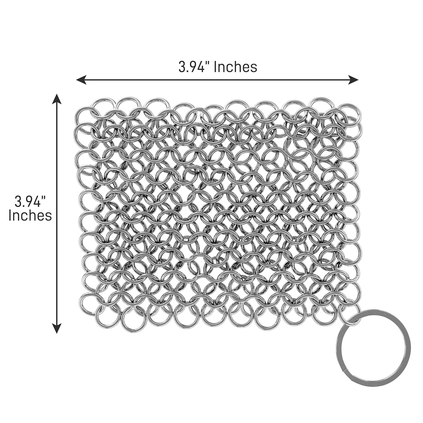 NutriChef Stainless Steel Cast Iron Cleaner - 3.94"x3.94" Rustproof Dishwasher Safe Chainmail Metal Scraper Cleaning Tool for Preseasoned Pans, Pot, Dutch Oven, Skillet, Wok, Waffle Iron