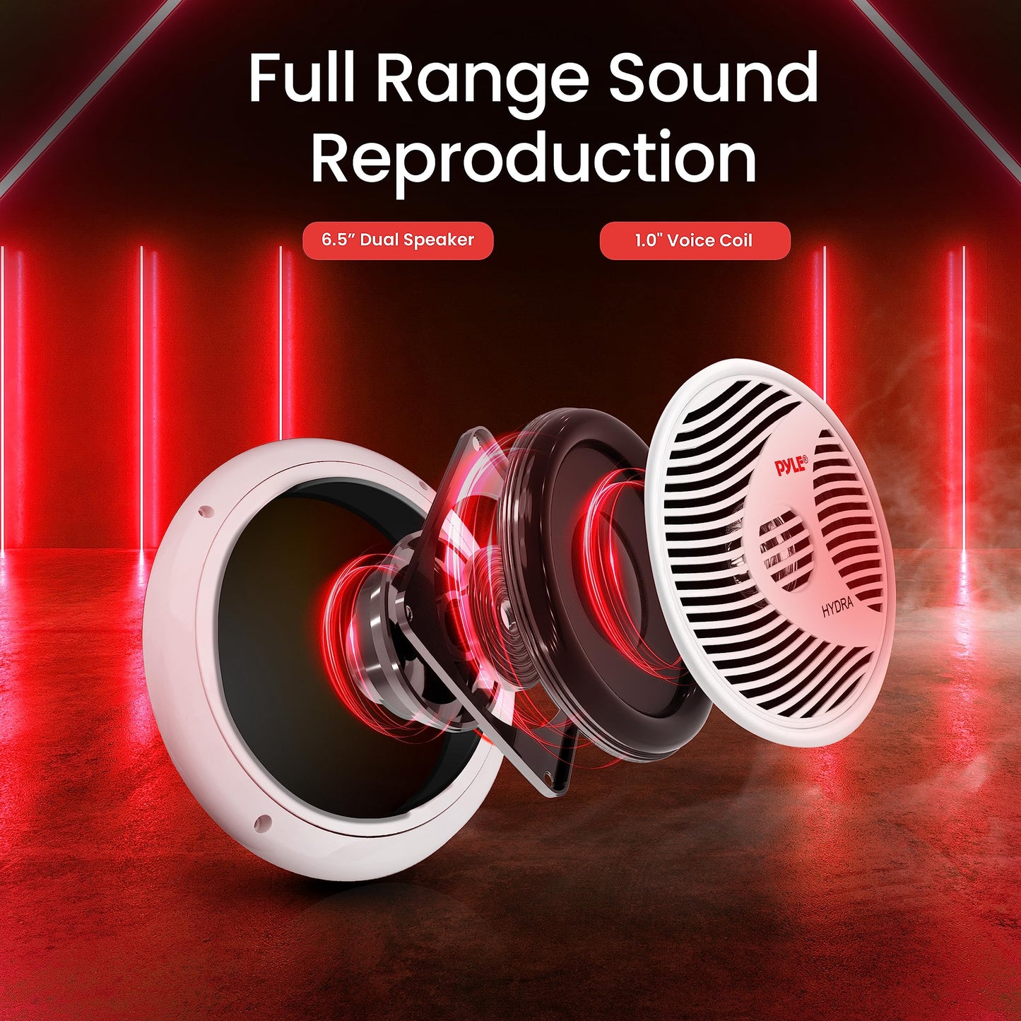 Pyle 6.5 Inch Dual Marine Speakers - 2 Way Waterproof and Weather Resistant Outdoor Audio Stereo Sound System with 150 Watt Power, Polypropylene Cone and Cloth Surround - 1 Pair - PLMR60W (White)
