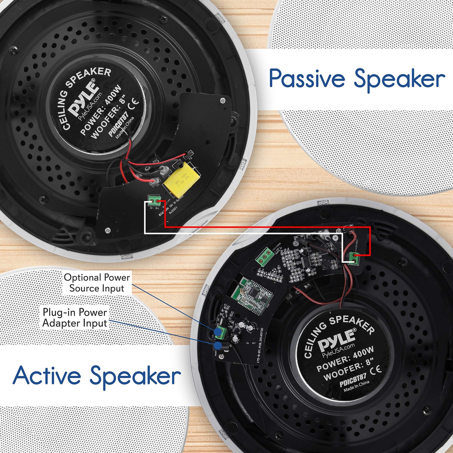 Pyle Pair 6.5” Bluetooth Universal Flush Mount in-Wall in-Ceiling 2-Way Speaker System Dual Polypropylene Cone & Polymer Tweeter Stereo Sound 300 Watts (PDICBT67), Black
