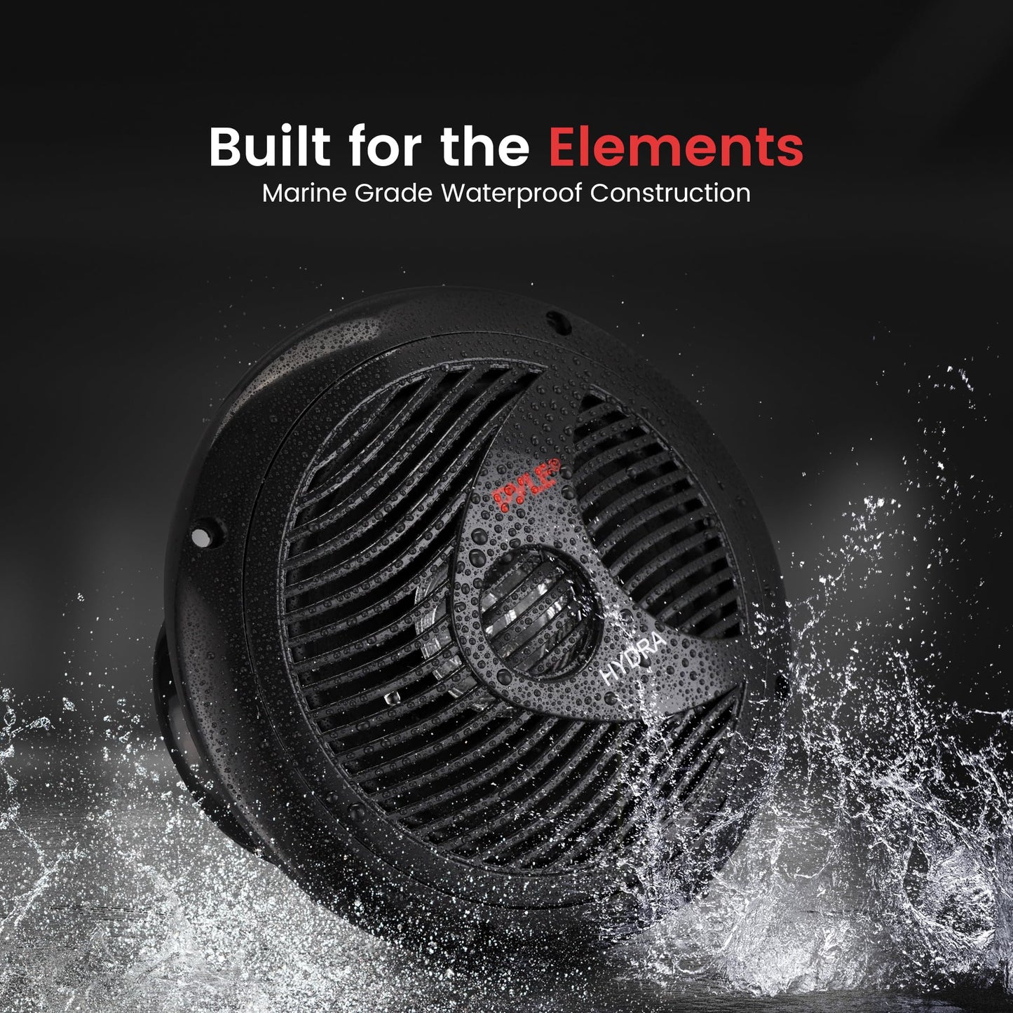 Pyle 6.5 Inch Dual Marine Speakers - 2 Way Waterproof and Weather Resistant Outdoor Stereo Sound System with 400 Watt Power, Polypropylene Cone and Butyl Rubber Surround - 1 Pair - PLMR605B(Black)