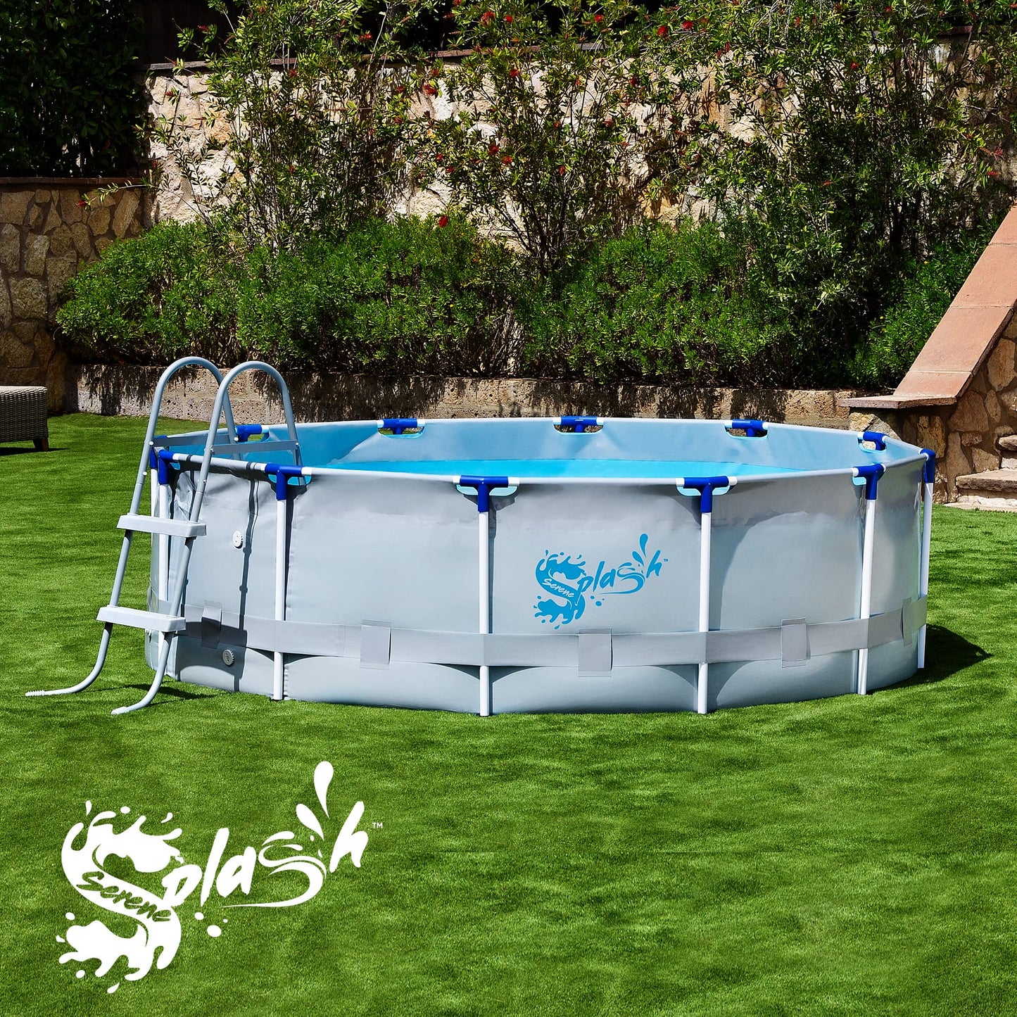 SereneLifeHome 18’ Round Pool Above The Ground Steel Frame, Swimming Pool, Durable Corrosion and Puncture Resistant, w/Ladder, Filter, Cover, Plastic Spare Parts 18' x 4’