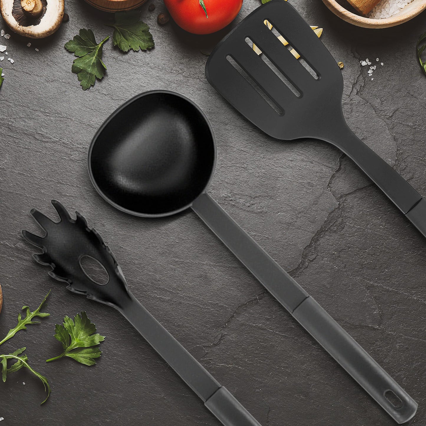 NutriChef Kitchen Cooking Utensils Set - Includes Soup Ladle, Pasta Fork, and Spatula (Works with Model: NCCWA13)