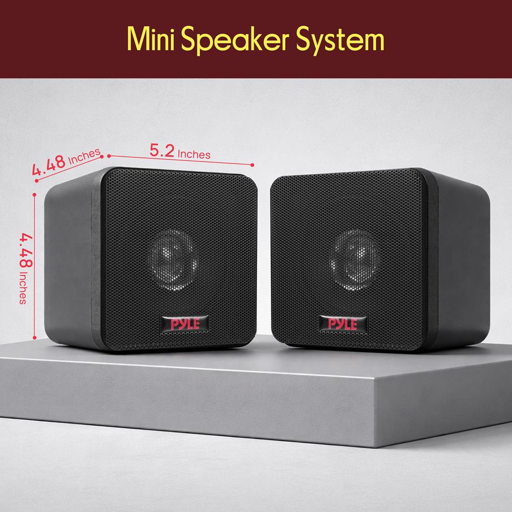 Pyle Home 4” Mini Cube Bookshelf Speakers-Paper Cone Driver, 200 Watt Power, 8 Ohm Impedance, Video Shielding, Home Theater Application and Audio Stereo Surround Sound System - 1 Pair -PCB4BK (Black)