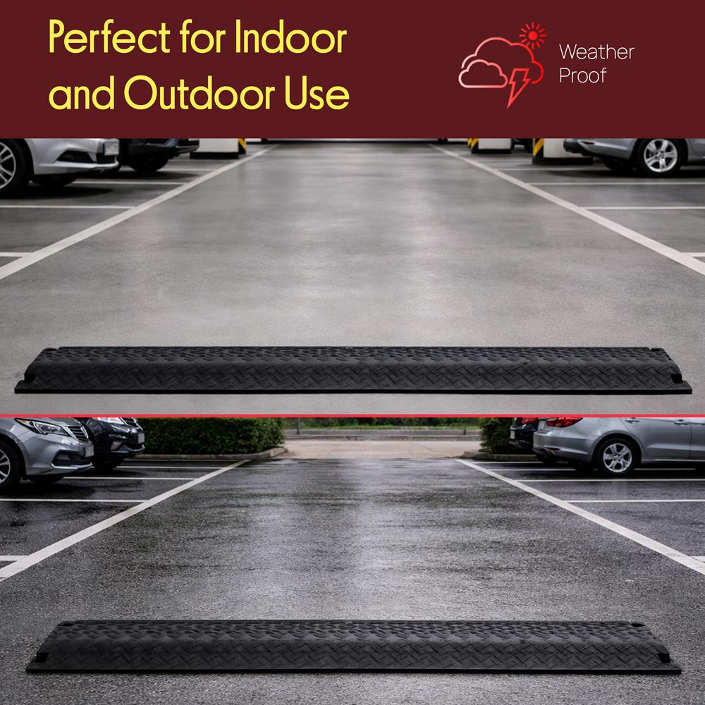 Pyle Durable Cable Protection Ramp Cover - Supports 11000lbs Single Channel Heavy Duty Hose and Cord Track Floor Protection, 39.4” x 5.11” x 0.78” Cable Concealer for Indoor Outdoor Use -PCBLCO101BK