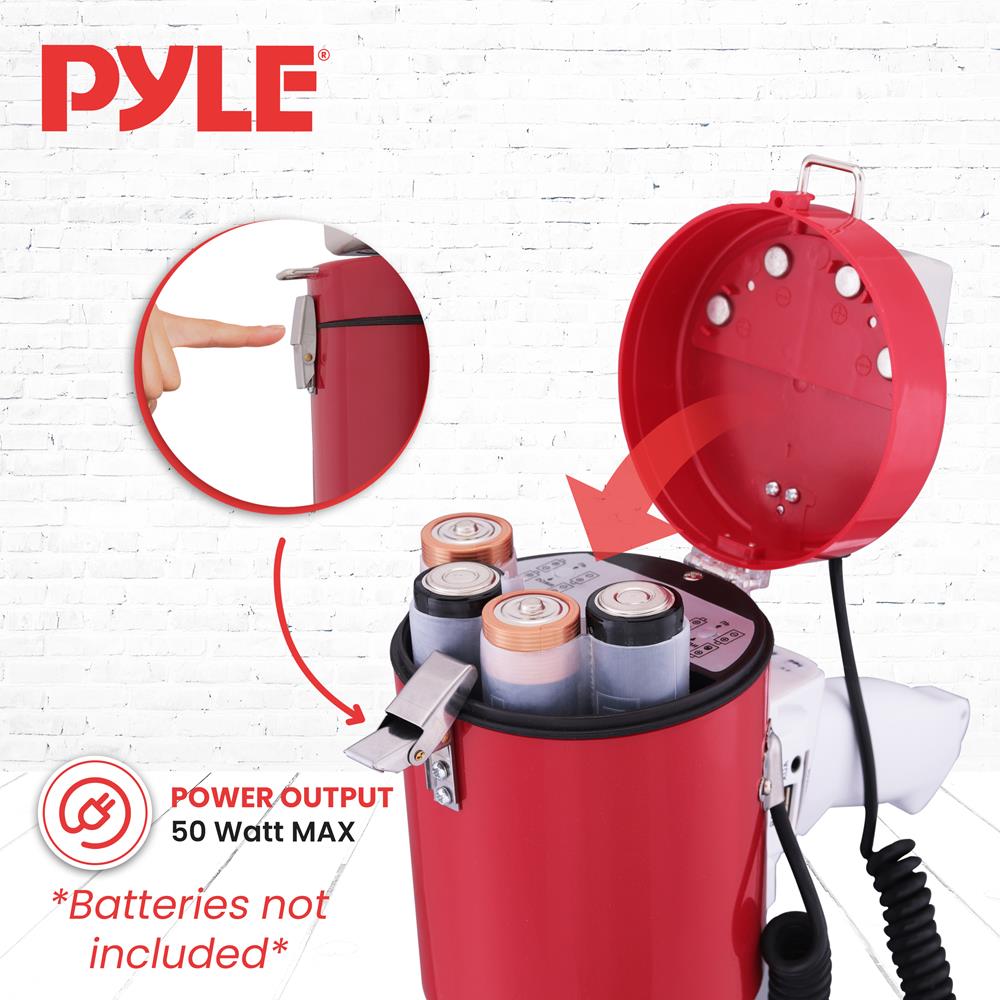 Pyle Portable Megaphone Speaker PA Bullhorn-Built-in Siren, 50W Adjustable Volume Control &1200 Yard Range-Ideal for Any Outdoor Sports, Cheerleading Fans & Coaches or for Safety Drills - PMP52BT