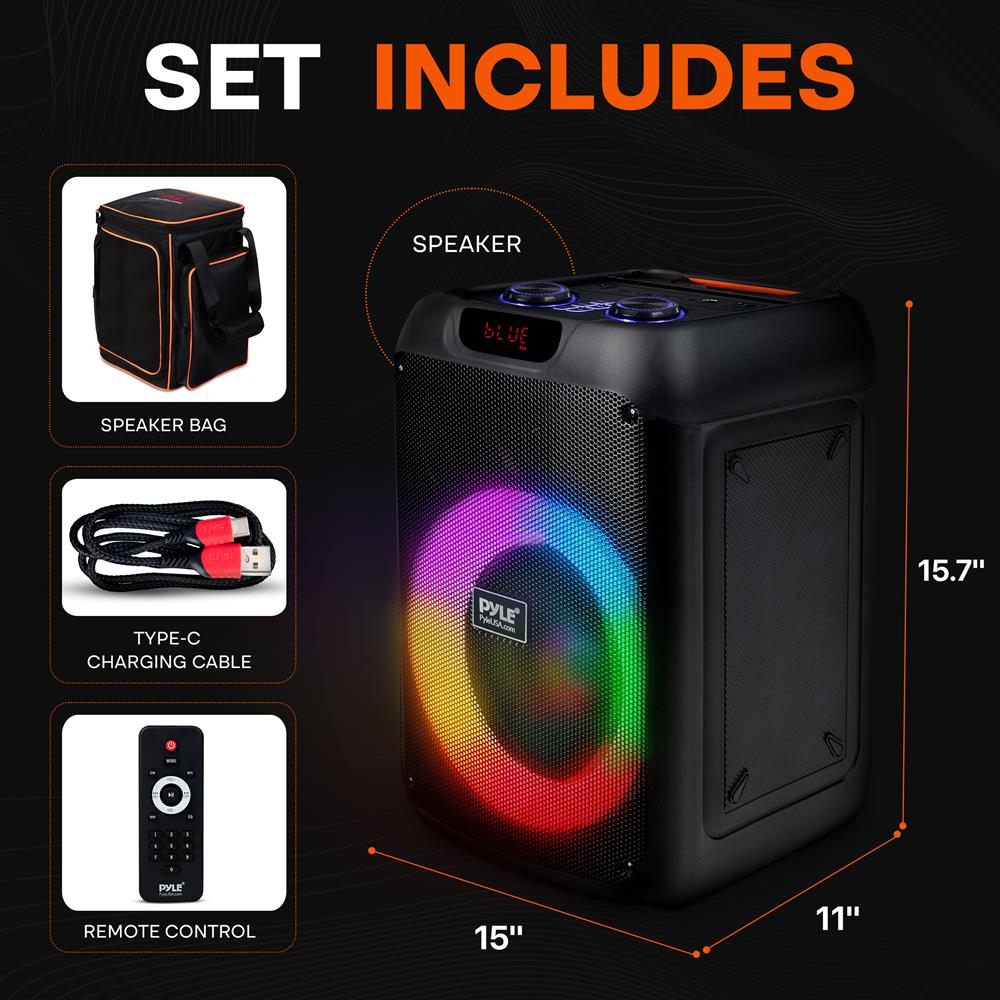 Pyle Audio Bluetooth Party Speaker - Party Bluetooth Speaker with True Wireless Stereo System - Enjoy Powerful Bass and Clear Treble - Big Speaker with Carry Bag - Model PPHP8496BG - 100W