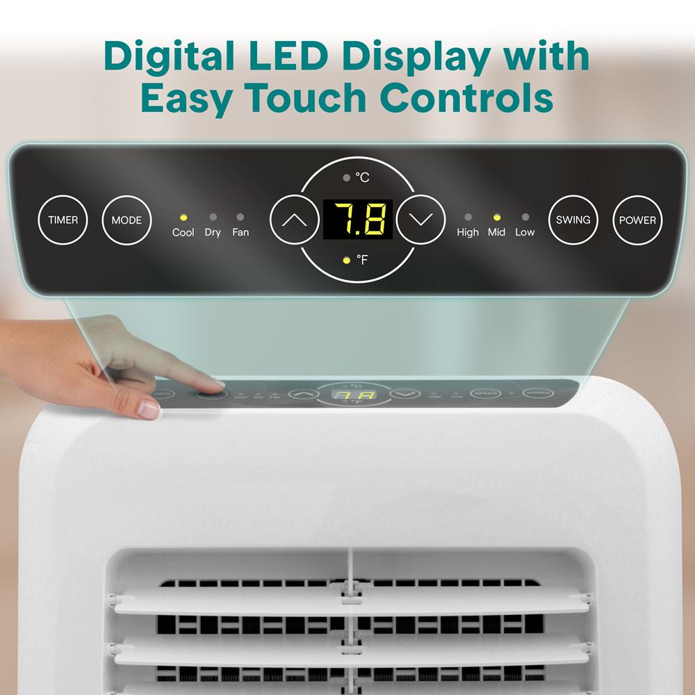 SereneLife Small Air Conditioner Portable 10,000 BTU with Built-in Dehumidifier + Heat - Portable AC unit for rooms up to 450 sq ft - Remote Control, Window Mount Exhaust Kit