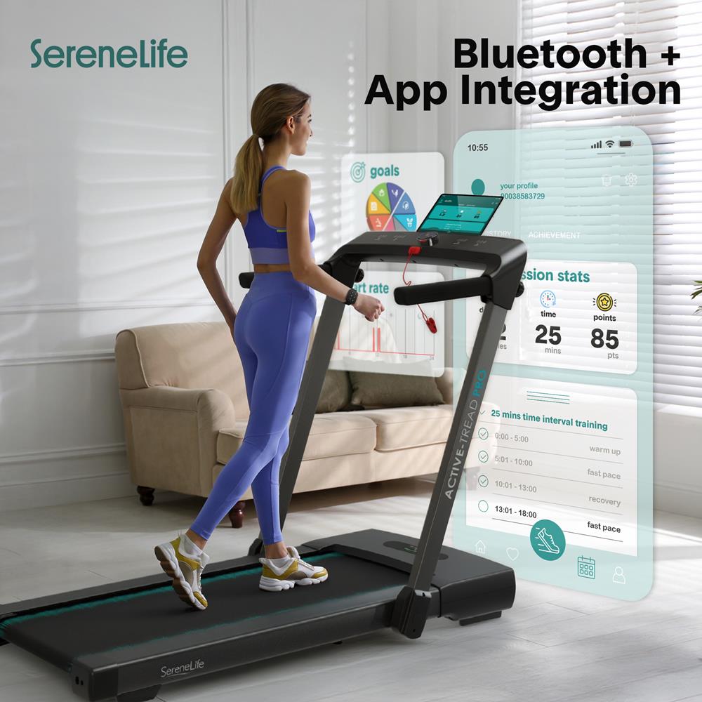 SereneLife 2-in-1 Walking Pad Riser Treadmill with Remote Control LED Display, 8 MPH Speed Under Desk Space-Saving Design, 2.5HP, Portable Treadmill for Home/Office, 265lbs Capacity, Tech Integration