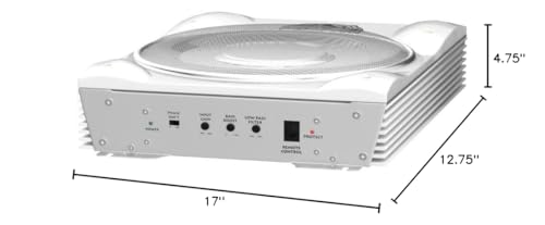 Lanzar Low Profile Marine Subwoofer System - 1000 Watt 8 Inch Slim Active Waterproof Amplified Bass Speaker - Underseat Mount Audio Sound Amplifier Box, Marine Vehicles - Lanzar AQTB8 (White)