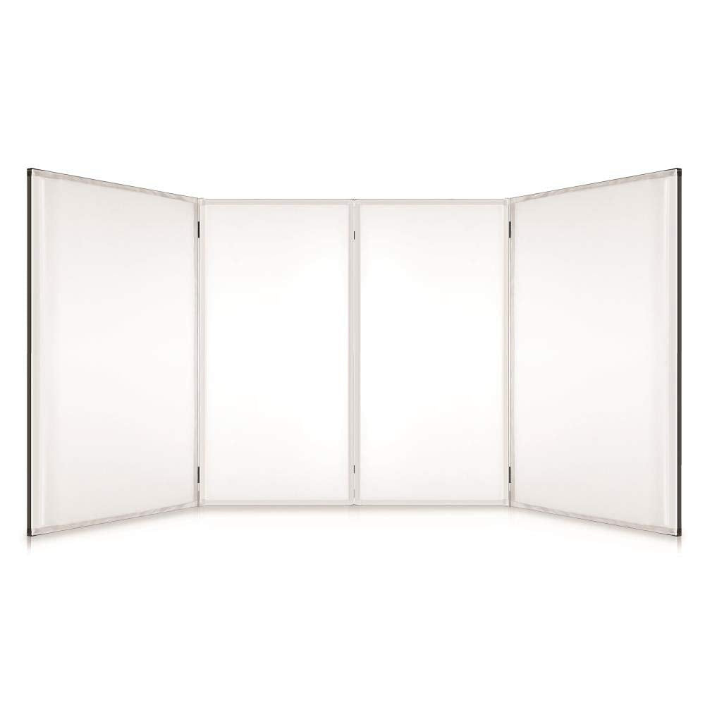 Pyle DJ Booth Foldable Cover Screen - Portable Event Facade Front Board Video Light Projector Display Scrim Panel with Folding Steel Frame Stand, Stretchable Material - PDJFAC12 (48"x24.2"x46" White)